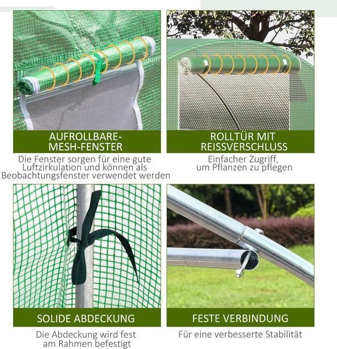 Produktbild Swisshandel24 Foliengewächshaus 4,5 x 3 m mit 6 Fenster Dunkelgrün