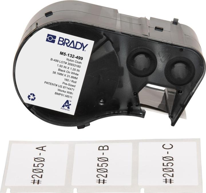 Produktbild Brady M5-132-499, Nylongewebe, Schwarz auf weiss, 38.10 x 31.75 mm, permanent (160 E.)