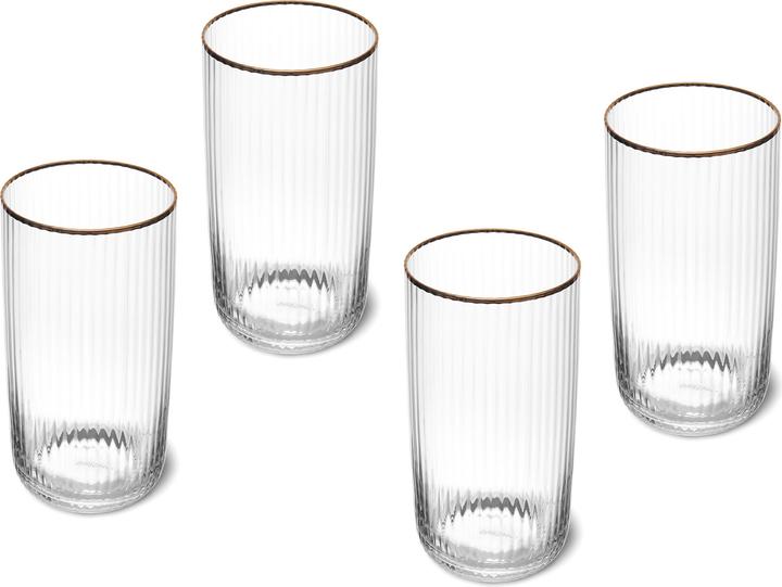 Produktbild Mikasa Sorrento Ridged Crystal Highball Glasses, Set of 4, 510ml (0.51 l, 4 x)