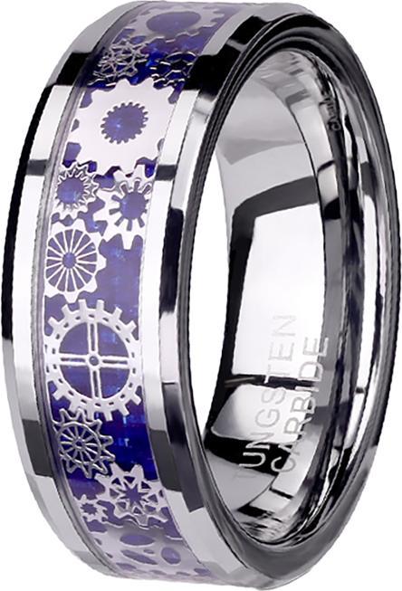 Actual product image Star Piercing Ring silver blue carbon with steam punk (60)