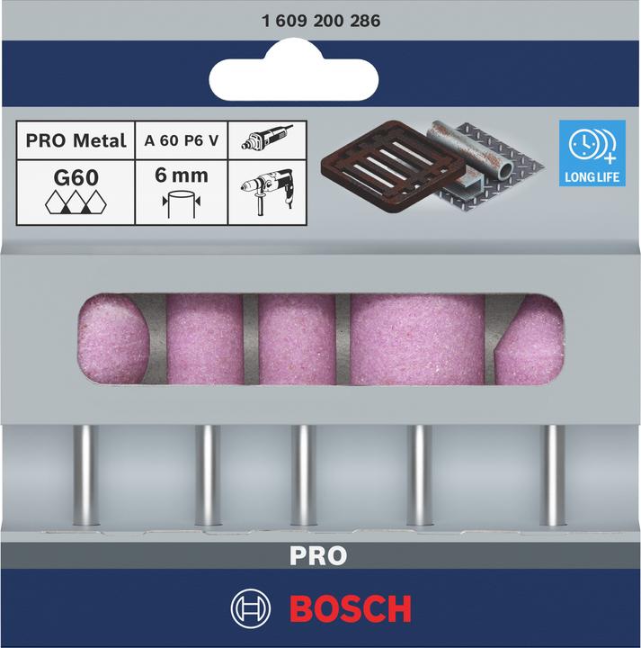 Produktbild Bosch Professional Zubehör PRO Steel Schleifstiftset, 25 x 24, 15 x 30, 15 x 30, 25 x 25, 20 x 25 mm, G60, 5-tlg. (60)