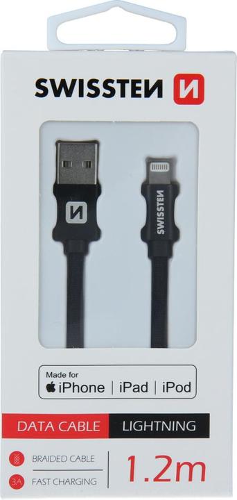 Produktbild Swissten Datenkabel Textil USB / Lightning MFi 1.2 M (1.20 m, USB 3.2 Gen 1)