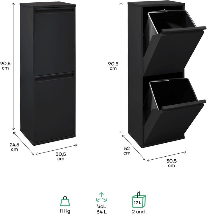 Image du produit Arregui Basic CR206-B Mülltrennsystem (34 l)