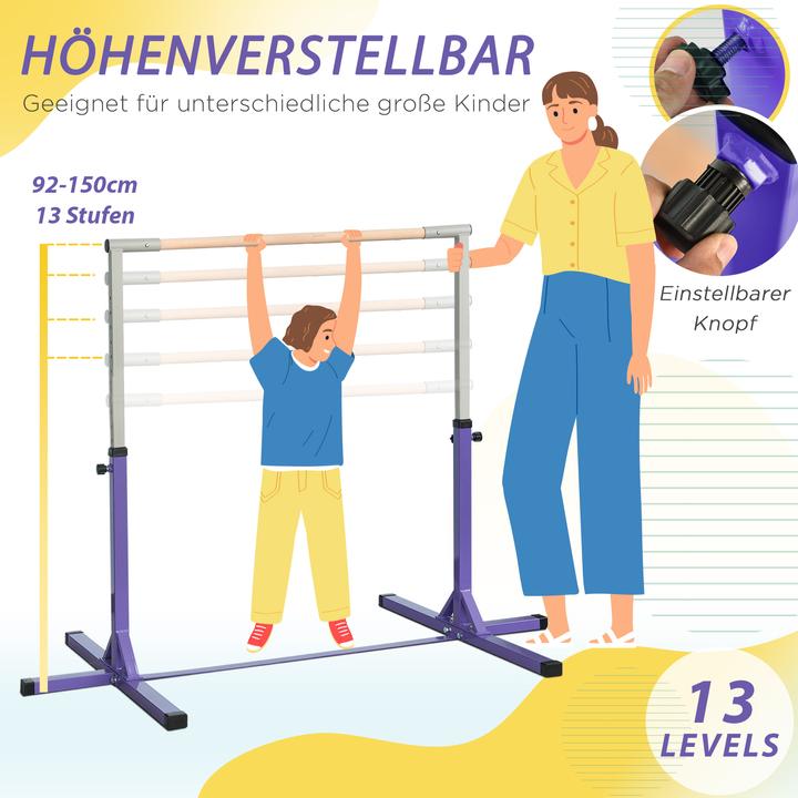 Produktbild Homcom Gymnastik-Turnreck Stahl, Buchenholz Violett