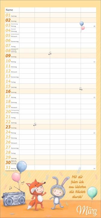 Actual product image times&more Magic creatures family planner 2025 (21 x 45 cm, Hardcover, German)
