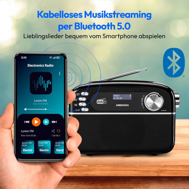 Actual product image Medion DAB+ Radio LIFE E66809 Black (DAB+, FM, VHF, PLL, Bluetooth)
