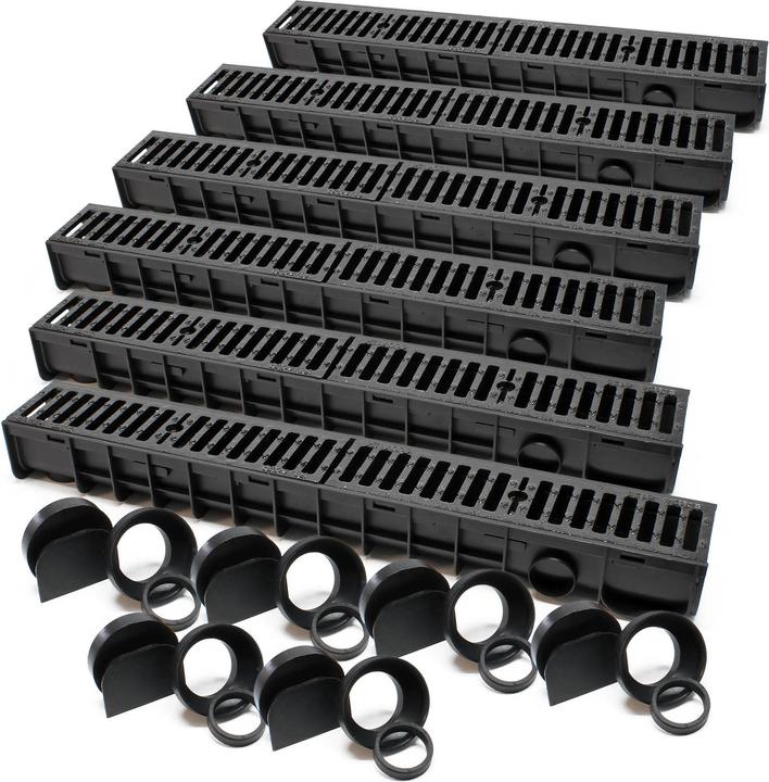 Image du produit Wiltec Caniveau 6x1m Grille recouvrement 12,5t Fonte Drainage Eaux usées Rigole Grille évacuation Garage