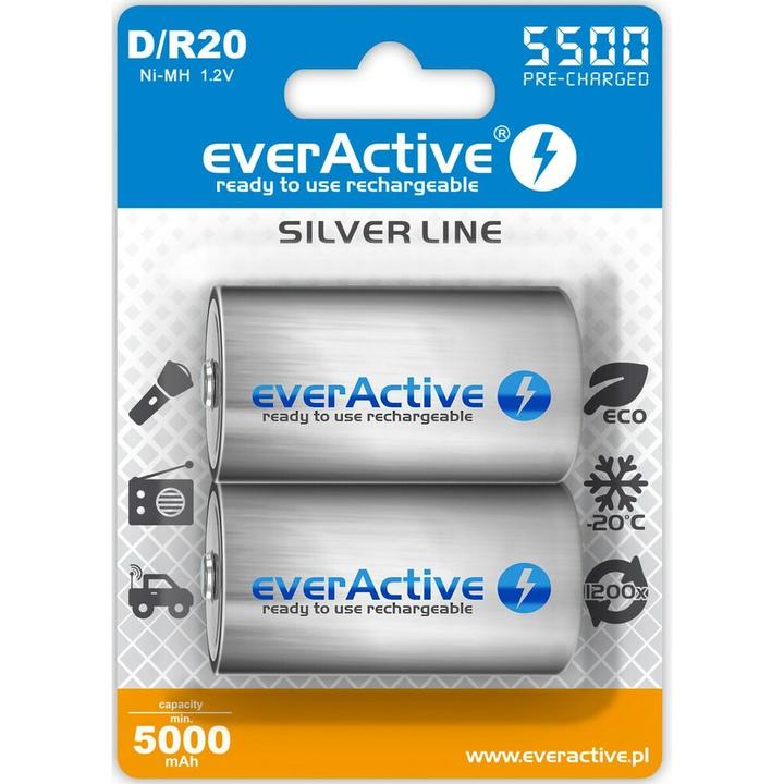 Actual product image Everactive Rechargeable batteries R20/D Ni-MH 5500 mAh ready to use - Battery - Mono (D) (1 pcs., D, 5500 mAh)