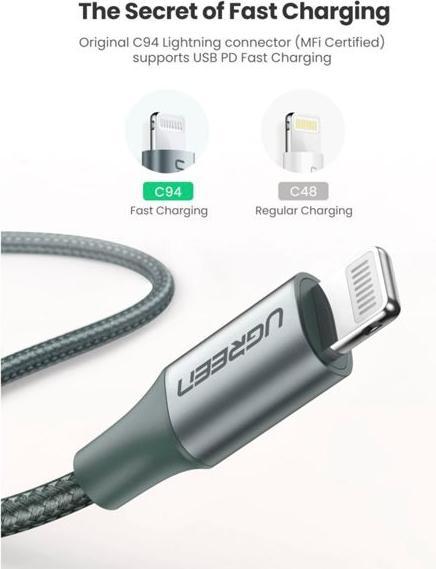 Image du produit Ugreen Câble Lightning vers USB-C 2.0 (1 m, USB 2.0)