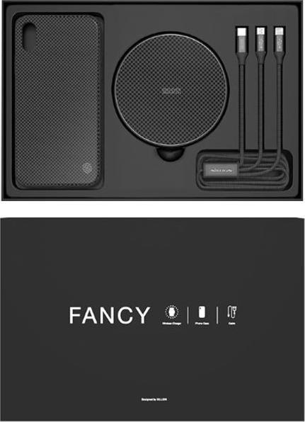 Actual product image Nillkin Fancy 3-in-1 box, hard case, charging cable and Qi charging station (Apple iPhone XS)