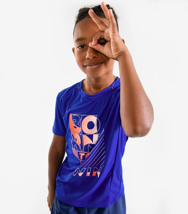 Kiprun Laufshirt kurzarm Kinder atmungsaktiv - 500 Dry+ blau/rot (146)