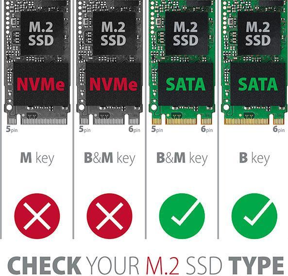 Image du produit Axagon RSS-M2SD Boîtier pour SSD M.2 SATA jusqu'à 2280 - Aluminium (M.2 2280)