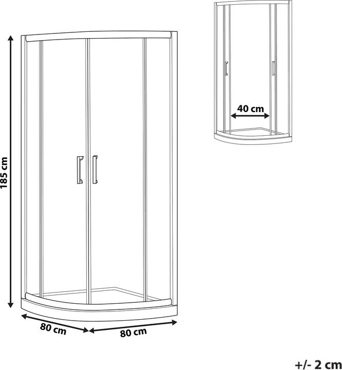Immagine prodotto Beliani Cabina doccia in vetro temperato 80 x 80 x 185 cm argento JUKATAN (80 cm, 80 cm, 185 cm)