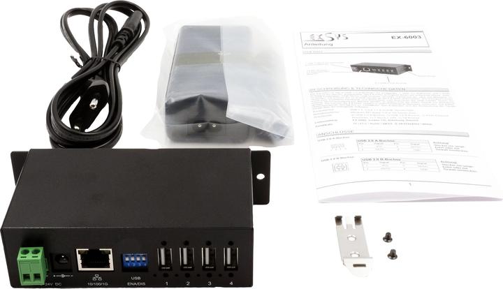 Actual product image Exsys EX-6003 4-Port Gigabit Network USB Hub