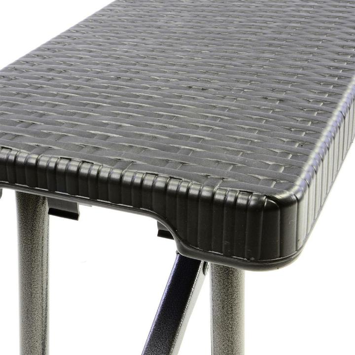 Produktbild VCM Partybank 2er Set Klappbank Rattan-Optik 180 x 25 cm schwarz Bierbank bis 200 kg