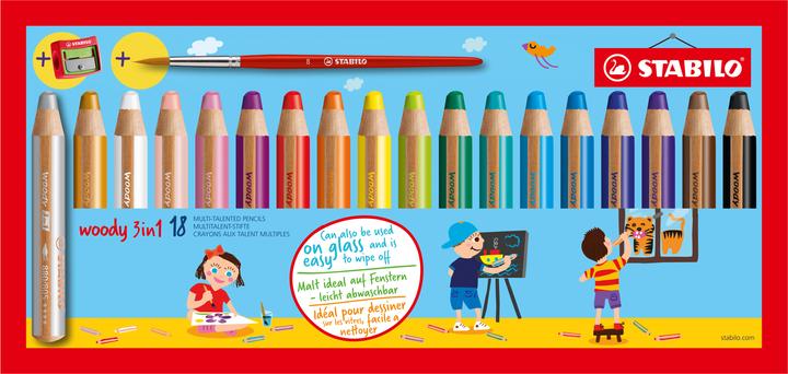STABILO legnoso 3 in 1 (Multicolore, 18 x)