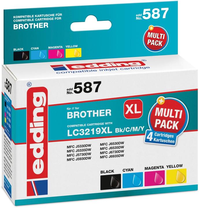 Etichetta energetica Edding EDD-587 cartucce per stampanti nero, ciano, magenta e giallo compatibili con brother