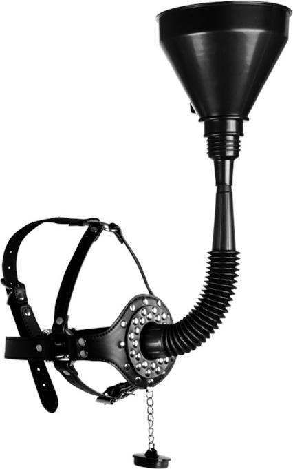 Actual product image Ouch! Open Mouth Gag Head Harness with Funnel