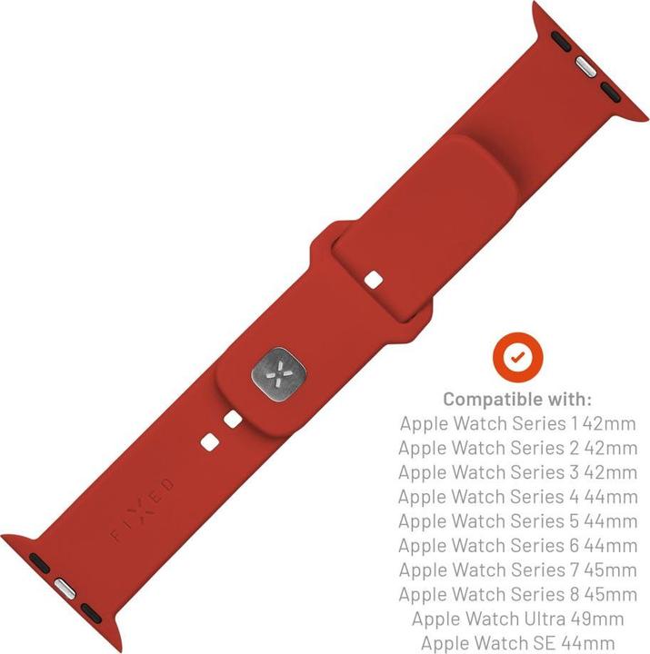 Actual product image Fixed Silicone Sporty Strap Set for Apple Watch Ultra 49mm, red (Silicone)