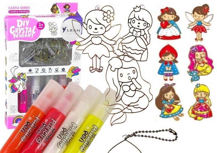 Image du produit Lean Toys DIY Prinzessinnen-Buntglasanhänger 6 Stk