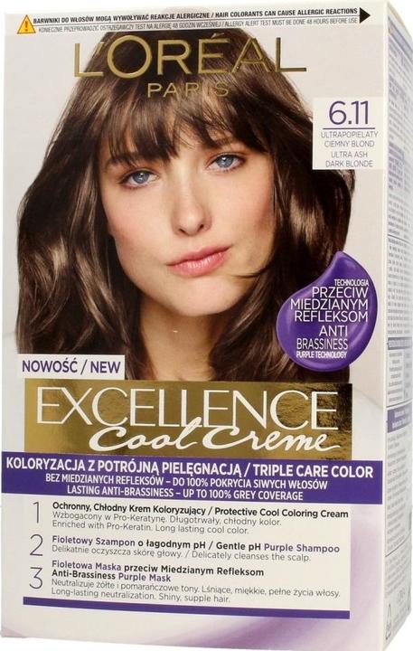 Produktbild L'Oréal Paris L'Oreal Professionnel Loreal Excellence Cool Creme Color cream 6.11 Ultra Ashen Dark Blond 1op. (6.11 Ultra Asch Dunkelblond)