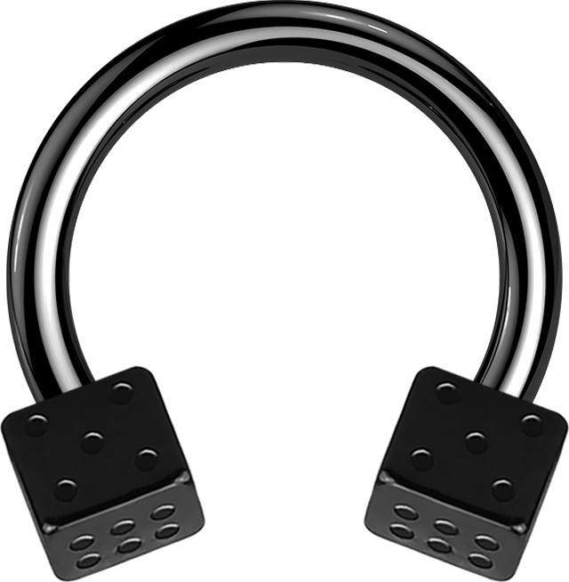 Actual product image Star Piercing Circular barbell black with two cubes (Surgical steel 316L, without brass)