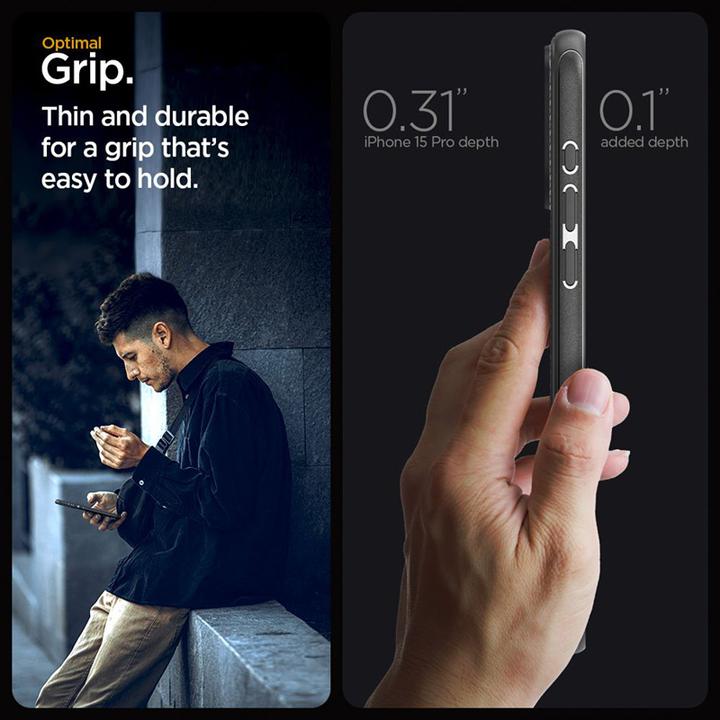 Actual product image Spigen Mag Armor iPhone 15 Pro 6.1" MagSafe czarny/matte black (Apple iPhone 15 Pro)