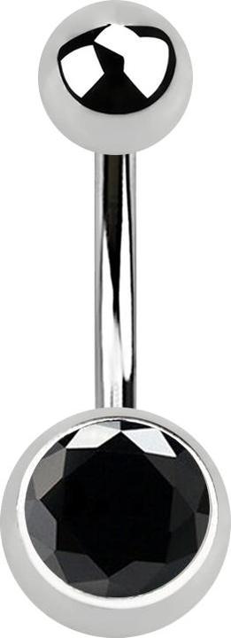 Immagine prodotto Star Piercing Banana argento con sfera e cristallo nero (Acciaio chirurgico 316L)