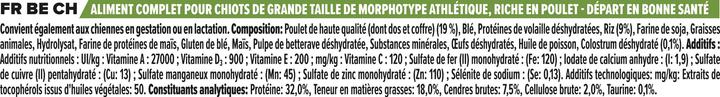 Valeurs nutritives et ingrédients Pro Plan Puppy Athletic (Junior, 1 pcs, 3000 g)