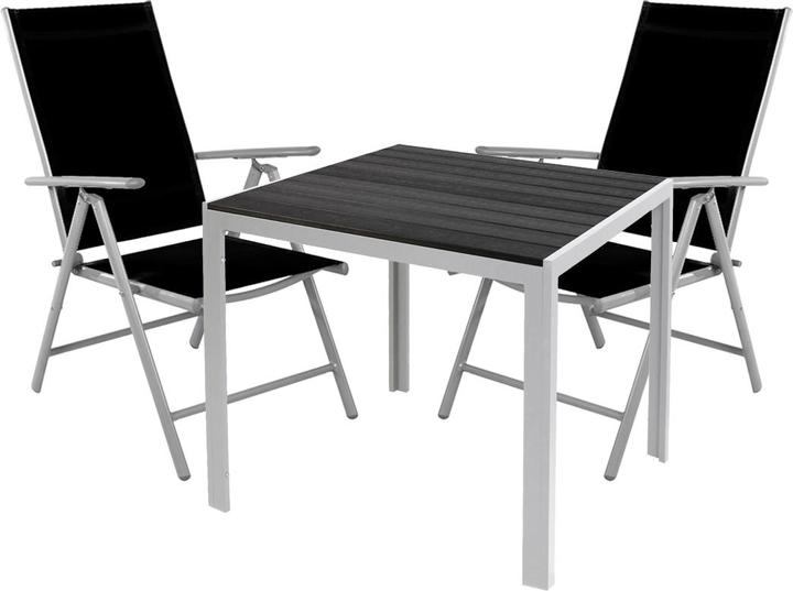 Actual product image Mojawo Garden set 3-piece 90x90cm Aluminium / Non-Wood Silver / Black (90 cm)
