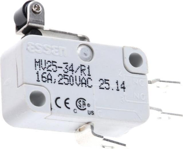 Image du produit Rs Pro Microrupteur Actionneur à levier à galet court Connexion rapide, 16 A @ 250 V ac, contact inverseur