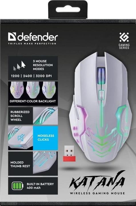 Actual product image Defender MYSZ GM-511 KATANA RF 3200dpi 7P BIAŁA (Wireless)