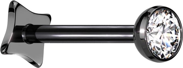 Produktbild Star Piercing Micro Threadless Labret Eckig schwarz Halbkugel schwarz Kristall silber (ohne Messing, Titan G23)