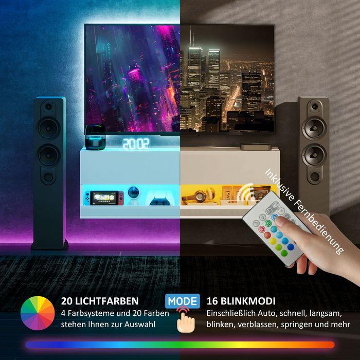 Produktbild Swisshandel24 TV-Hängeschrank mit LED-Beleuchtung, TV-Schrank 120 x 35 x 40,5 cm Hochglanzweiss