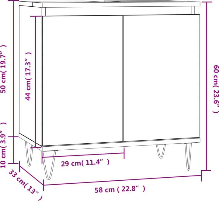 Actual product image VidaXL Badschrank Räuchereiche 58x33x60 cm Holzwerkstoff (58 x 33 x 60 cm)