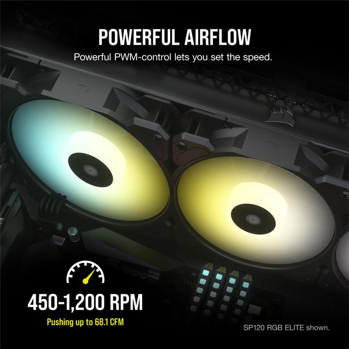 Actual product image Corsair SP140 RGB Elite Dual Node C (140 mm, 2 x)