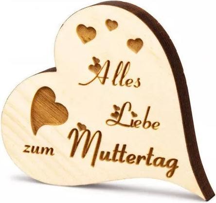 Produktbild ZNatur Zirben Holz Herz Geschenk Deko mit Gravur Zum Muttertag No.60