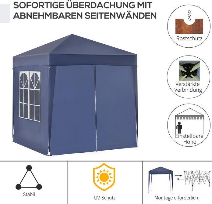 Image du produit Swisshandel24 Pavillon pliable 2x2m 4 parois latérales avec fenêtre Porte avec fermeture éclair Piquets de (200 cm, 200 cm)
