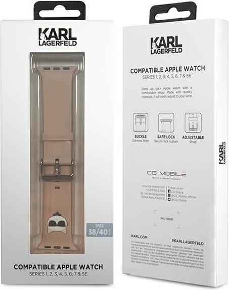Immagine prodotto Karl Lagerfeld KLAWMSLCP Cinturino Apple Watch 38/40 / 41 mm rosa / cinturino rosa Silicone Choupette Heads (38 mm, 40 mm, Silicone)