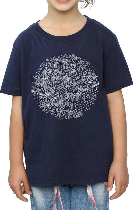 Actual product image Star Wars Girls Christmas Death Star Cotton T-Shirt (140, 146)