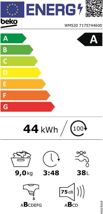 Energy Label Beko WM520 (9 kg, Left)