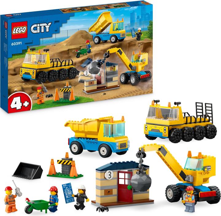 Actual product image LEGO Construction vehicles and crane with wrecking ball (60391, LEGO City)