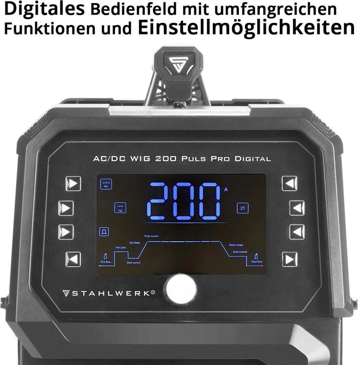 Produktbild Stahlwerk Schutzgas Schweissgerät AC/DC WIG 200 Puls Pro Digital Vollausstattung