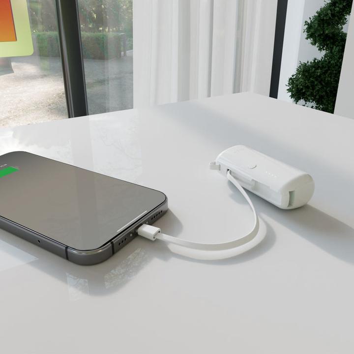 Actual product image SBS Puro Powerbank 5000mAh with integrated USB-C cable, white (5000 mAh)