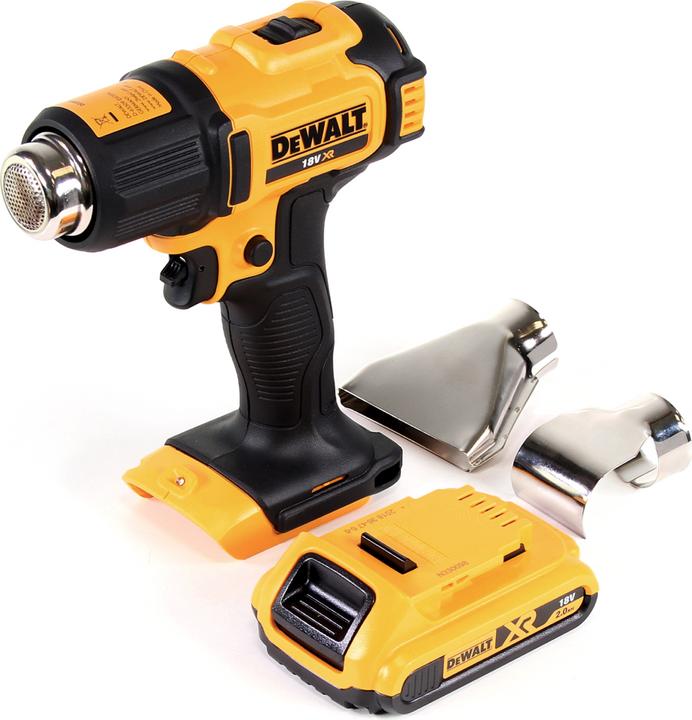 Produktbild DeWalt DCE 530 N Akku Heissluftpistole 18V 530°C + 1x Akku 2,0Ah + Flächen- und Reflektordüse -