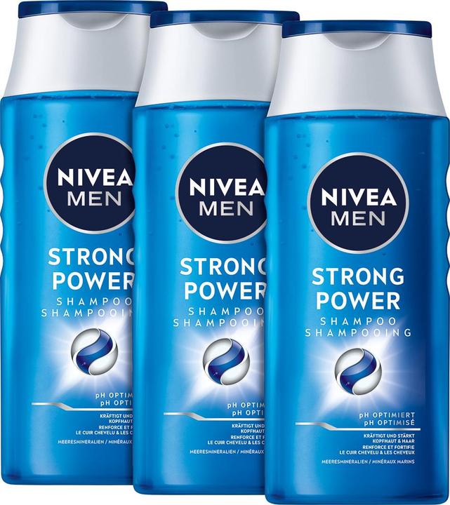 NIVEA Strong Power pH-Optimal Shampoo Trio (750 ml, Flüssiges Shampoo)