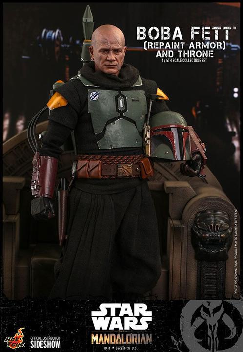 Actual product image Hot Toys Star Wars The Mandalorian Action Figure 1/6 Boba Fett (Repaint Armor) and Throne 30 cm