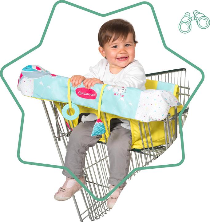 Image du produit Badabulle Housse de siège pour chariot de supermarché - Animaux de montagne (Siège de table)