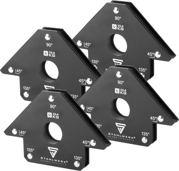 Stahlwerk Équerre de soudage magnétique Set de 4 pièces 22,6 kg 50 lbs aimant de soudage pratique