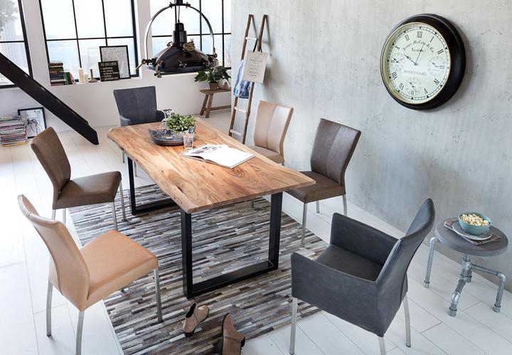 Image du produit SIT Möbel Table en bois massif Ux3.6 acacia naturel-noir antique (180 x 90 x 76 cm)